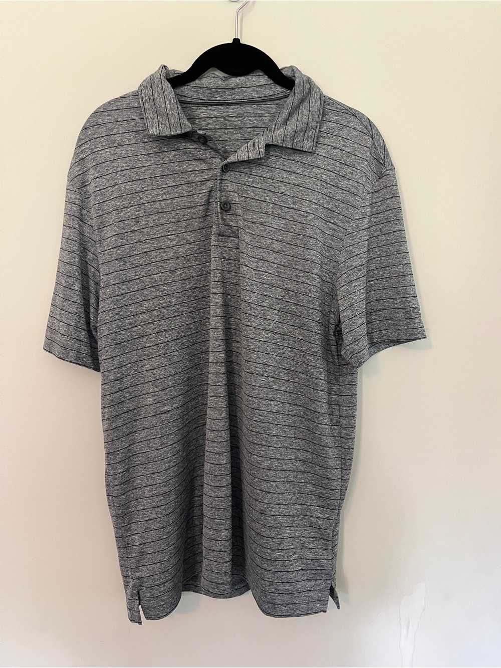Men's Grey Stripe Polo Shirt - Casual Short Sleeve